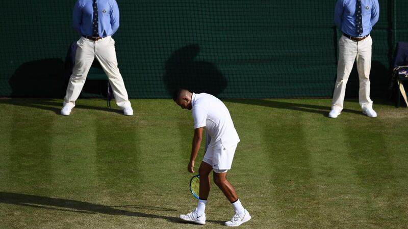 Australia’s Nick Kyrgios during his defeat to Spain’s Rafael Nadal. Photograph: Daniel Leal-Olivas/AFP/Getty