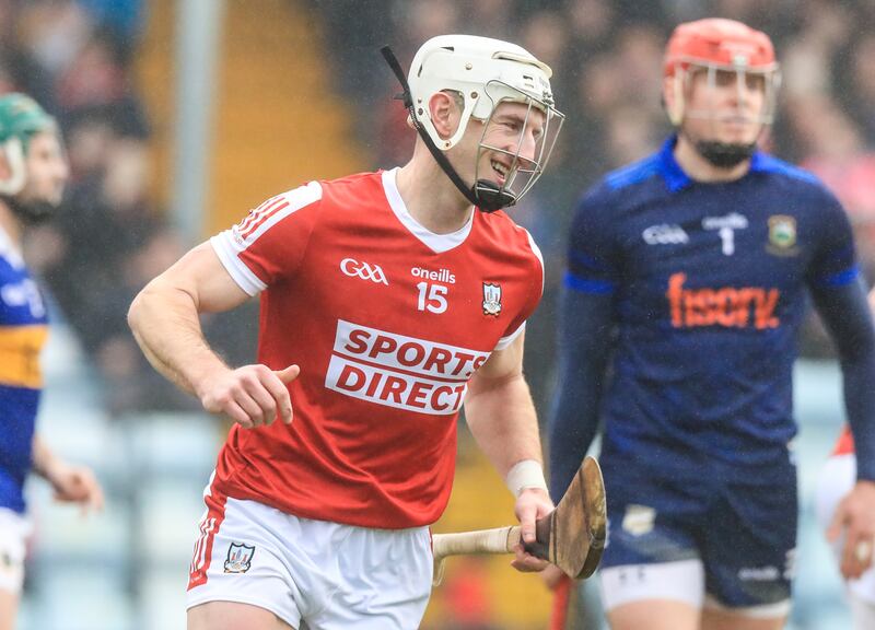 Cork Patrick Horgan celebrates scoring a goal in the Co-op Superstores Munster Senior Hurling League Final against Tipperary at Páirc Uí Rinn. Photograph: Evan Treacy/Inpho
