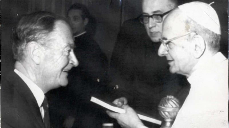 Liam Cosgrave, then Fine Gael leader, meets Pope Paul VI in the Vatican in 1972