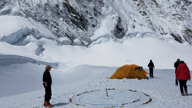The crew play frisbee golf at Camp I.