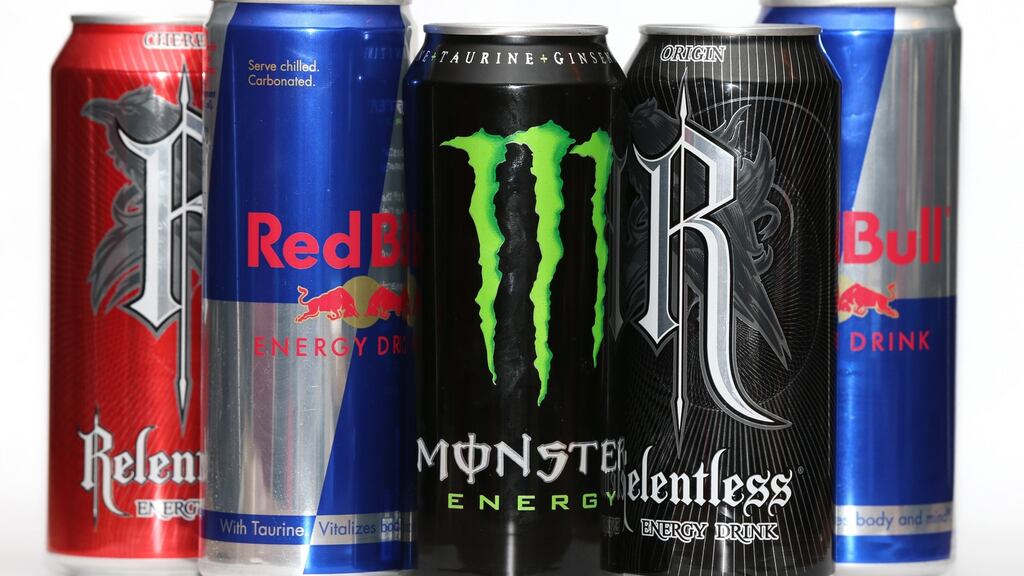 Cans of Red Bull, Monster and Relentless energy drinks. Photograph: Yui Mok/PA Wire