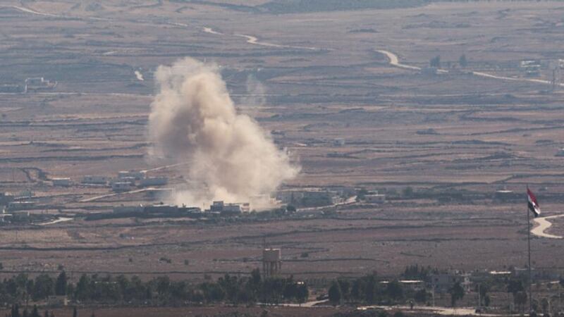 Smoke rises as a result of fighting between Syrian rebels and troops loyal to Syrian president Bashar Al-Assad around the Quneitra crossing in the Golan Heights. The UN said it is working to secure the release of 43 peacekeepers from the United Nations Disengagement Observer Force who were detained by an armed group today. Photograph: EPA