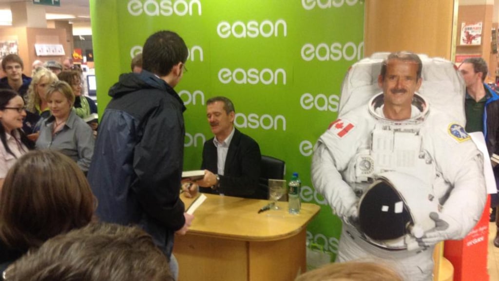 Cmdr Chris Hadfield signing copies of his book in Easons today. Photograph: Ronan McGreevy
