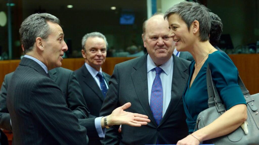 EU finance ministers in Brussels earlier this month. Photograph: Eric Vidal