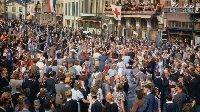 Dutch civilians dancing in the streets after the liberation of Eindhoven by Allied forces, September 1944. Photograph: Ted Dearberg/IWM/PA