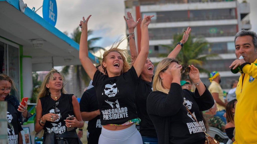 Supporters of far-right presidential candidate Jair Bolsonaro in Rio de Janeiro. Photograph: AFP/AFP/Getty Images
