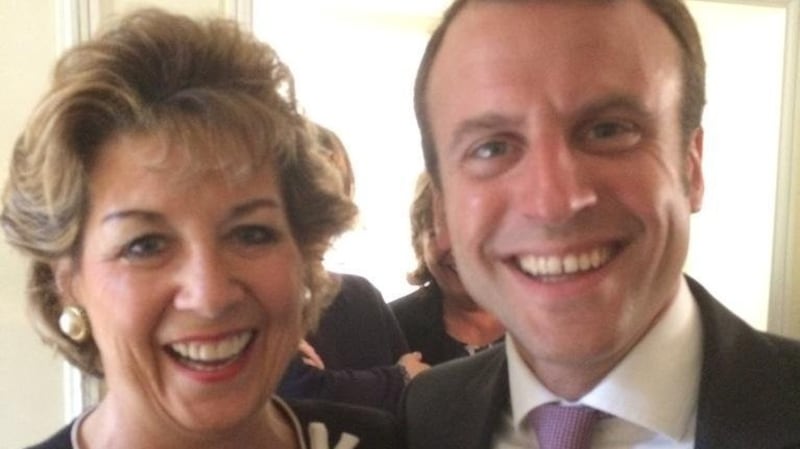Ireland’s Ambassador to the UN, Geraldine Byrne-Nason, and Emmanuel Macron in 2014