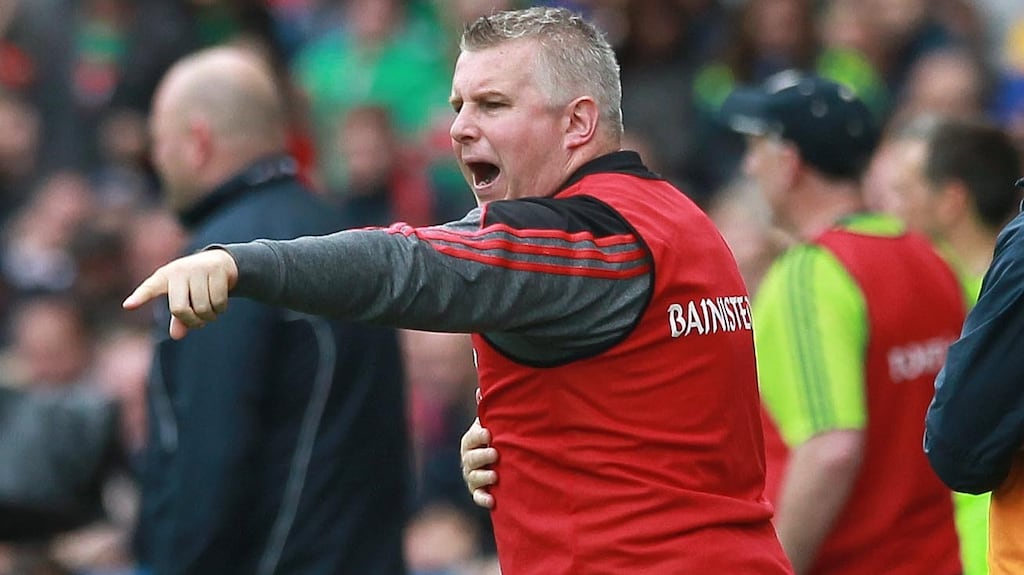 Mayo manager Stephen Rochford during the All-Ireland football semi-final against Tipperary on Sunday. Photograph: Lorraine O’Sullivan/Inpho.
