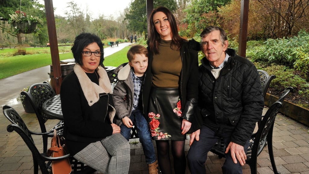 Louise O’Neill and son Calum (6), in Blarney, Co Cork, with her parents Marie and Pat O’Neill. Photograph: Daragh Mc Sweeney/Provision