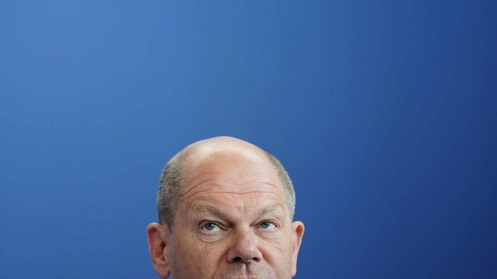 Chancellor Olaf Scholz has dismissed criticism of arms deliveries to Kyiv as ‘cynical’. Photograph: Clemens Bilan/Pool/EPA