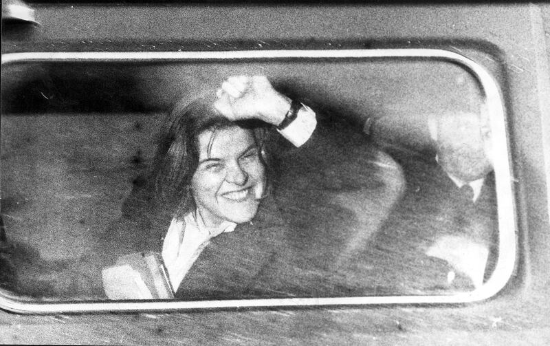 Rose Dugdale, being driven from the Special Criminal Court in Dublin in November 1974