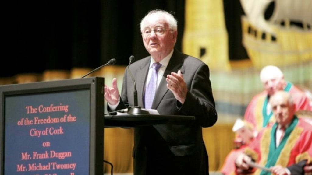 Billa O’Connell when he received the Freedom of Cork in 2013, in recognition of his cultural contribution. Photograph: Olivia Kelleher