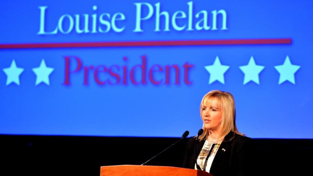 Louise Phelan, president of the American Chamber of Commerce Ireland, speaking at the Four Seasons Hotel, Dublin, yesterday. Photograph: David Sleator/The Irish Times