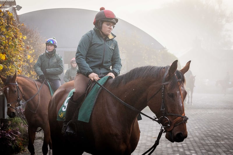 Youna Samson on El Fabiolo at the launch of the National Hunt season in Willie Mullins yard in Closutton, Co Carlow. Photograph: Morgan Treacy/Inpho