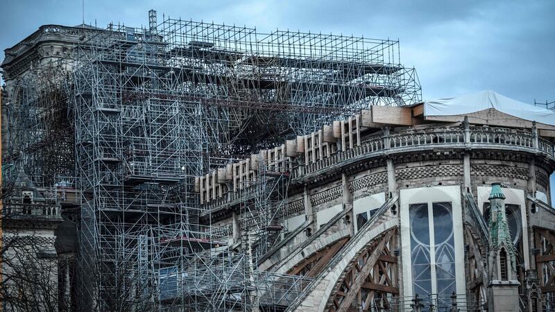 Notre-Dame Cathedral in Paris on Thursday, which was partially destroyed when fire broke out beneath the roof on April 15th, 2019. Photograph: Getty