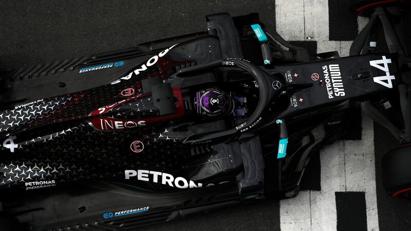 Lewis Hamilton will start second on the grid at Silverstone on Sunday. Photograph: Rudy Carezzevoli/Getty