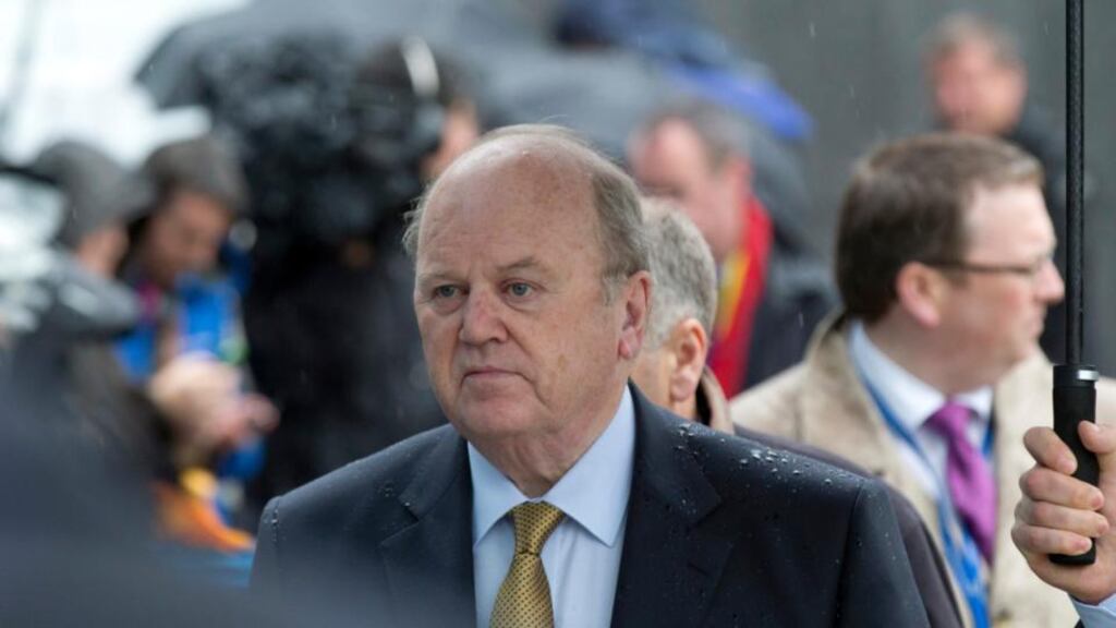 Minister for Finance Michael Noonan arrives for a meeting of eurogroup finance ministers in Brussels. Photograph: Michel Euler/AP