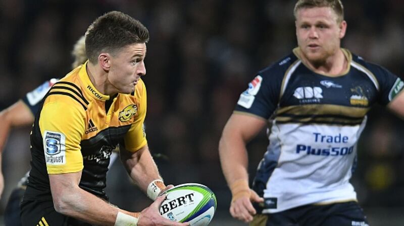 Beauden Barrett is one of a string of All Blacks who play for the Hurricanes, but with their game against the Lions taking place three days after the first Test he is unlikely to feature. Photograph: Kerry Marshall/Getty