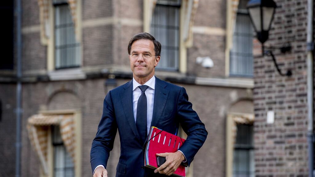 Dutch prime minister Mark Rutte: managed to convince the other three parties the Liberals are in coalition with to commit to a theoretical, unspecified, pay deal for primary school teachers. Photograph: Robin Utrecht/EPA
