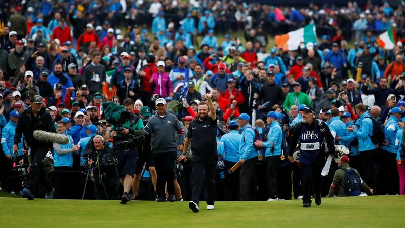 Lowry comes onto the 18th green during the final round. Photo: Jason Cairnduff/Reuters