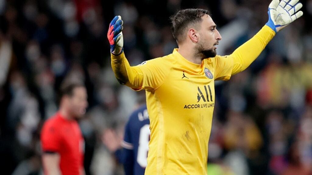 Gianluigi Donnarumma during PSG’s defeat at the Santiago Bernabeu on Wednesday night. Photograph: David S Bustamante/Getty Images