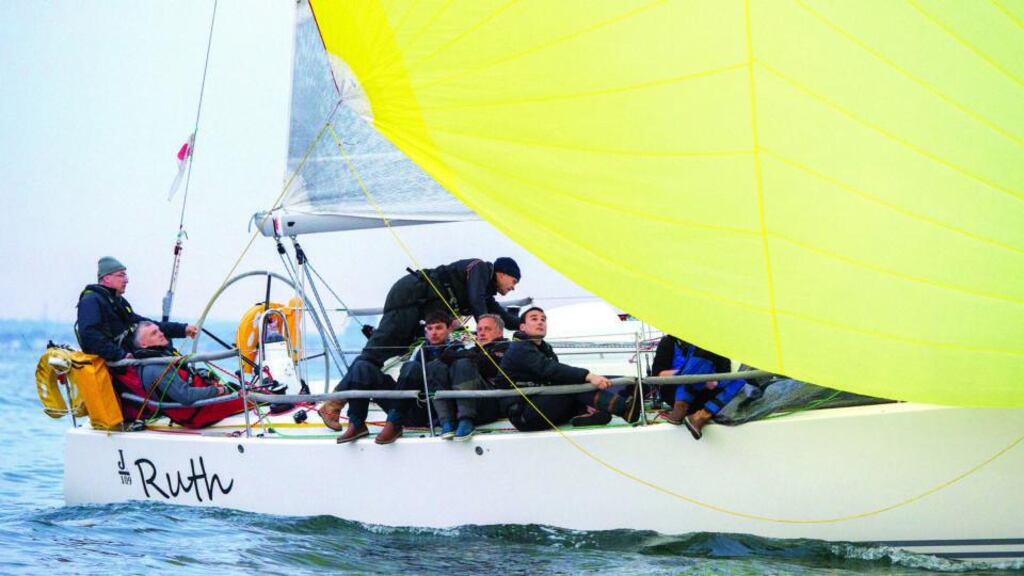 D2D winner Liam Shanahan’s on board his J109 yacht ‘Ruth’. Photo: Michael Chester