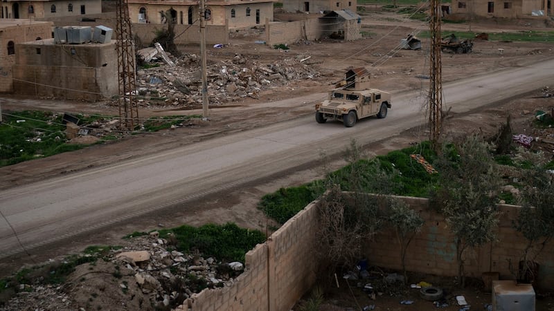 A village recently retaken from Islamic State militants by US-backed Syrian Democratic Forces near Baghouz. Photograph: AP
