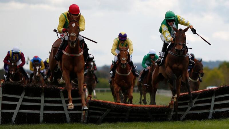 David Mullins riding Bog War (right) clear the last on the way to winning The Murray Spelman Handicap Hurdle at Punchestown. Photo: Alan Crowhurst/Getty Images