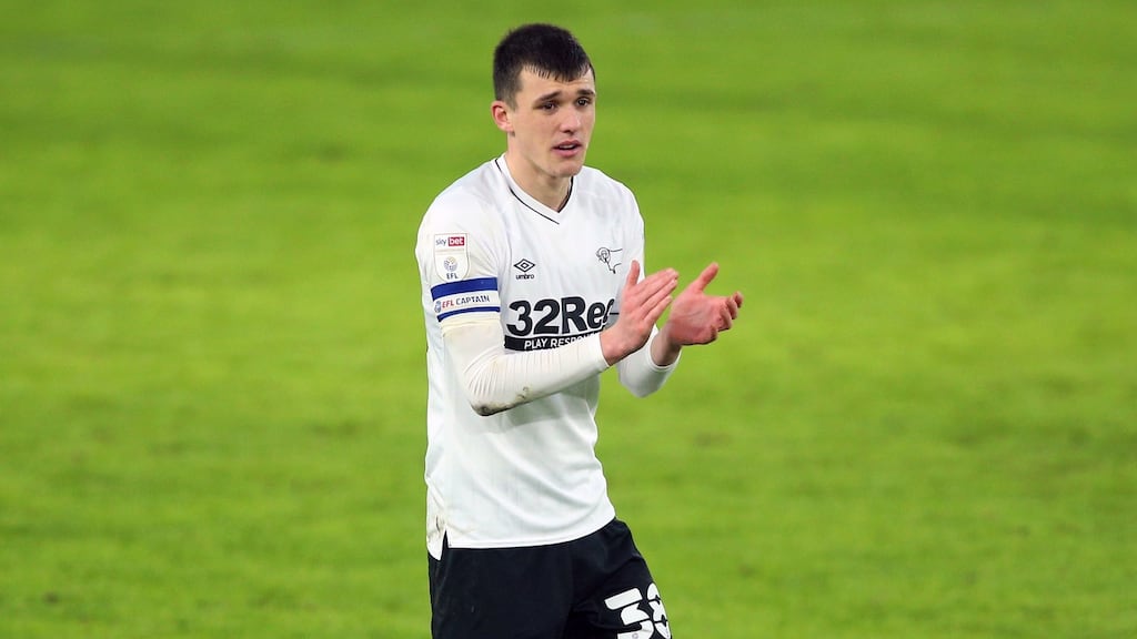 Jason Knight captained Derby in their defeat to Rotherham. Photograph: Nigel French/PA