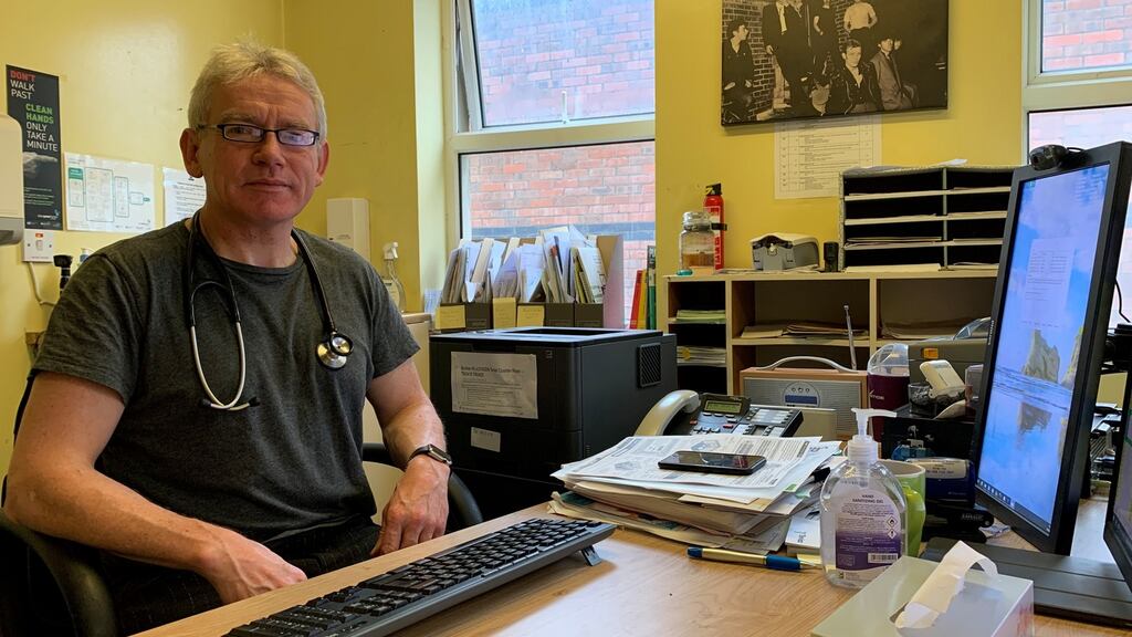 ‘Panic is not going to help anybody,’ says Dr Joe McEvoy, one of two doctors at Bayview Medical in Derry. Photograph: Freya McClements