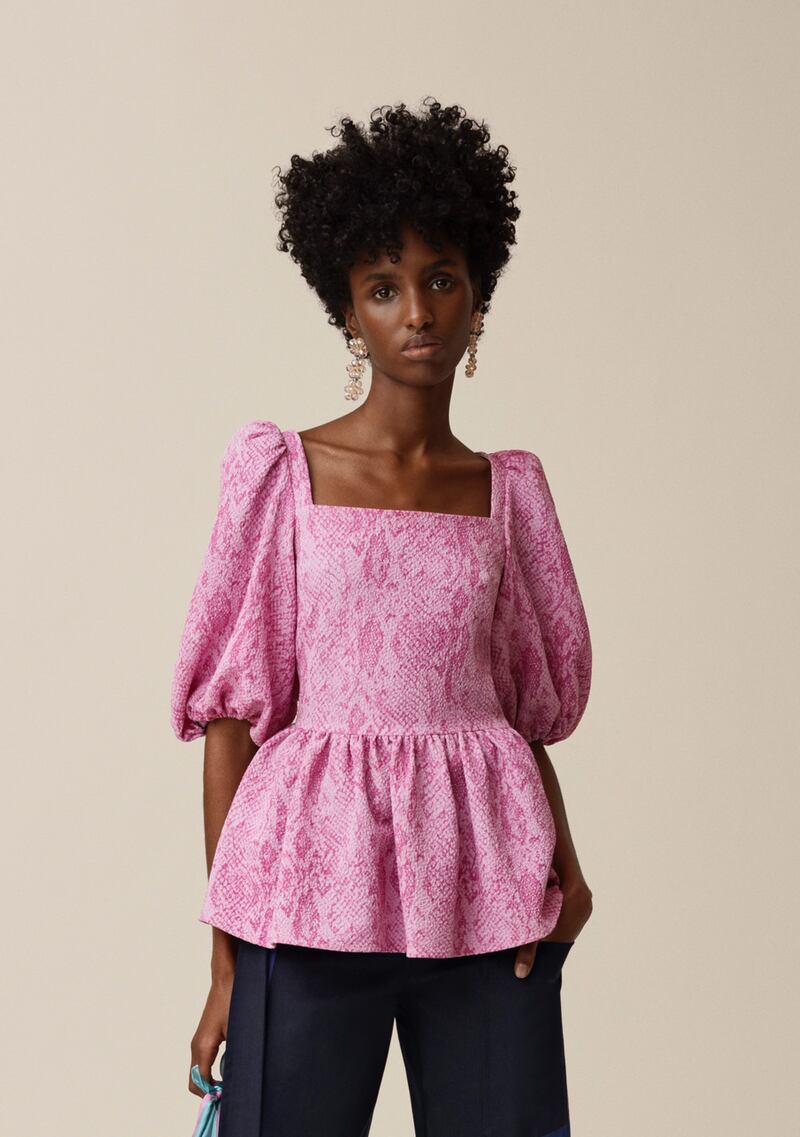 Stine Goya snakeskin pink top Irene, €83 from Macbees, Killarney. Stine Goya is also stocked in Gallery 9, Naas and Brown Thomas