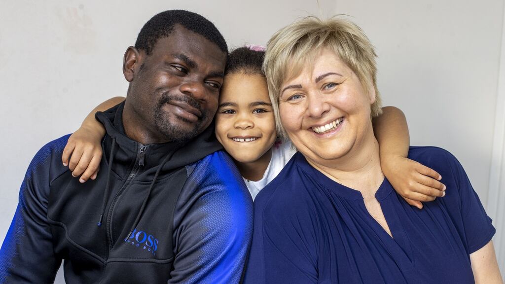Sebastian Antem and his wife, Erika Melicher, and their daughter, Zoe (7). Photograph: Tom Honan