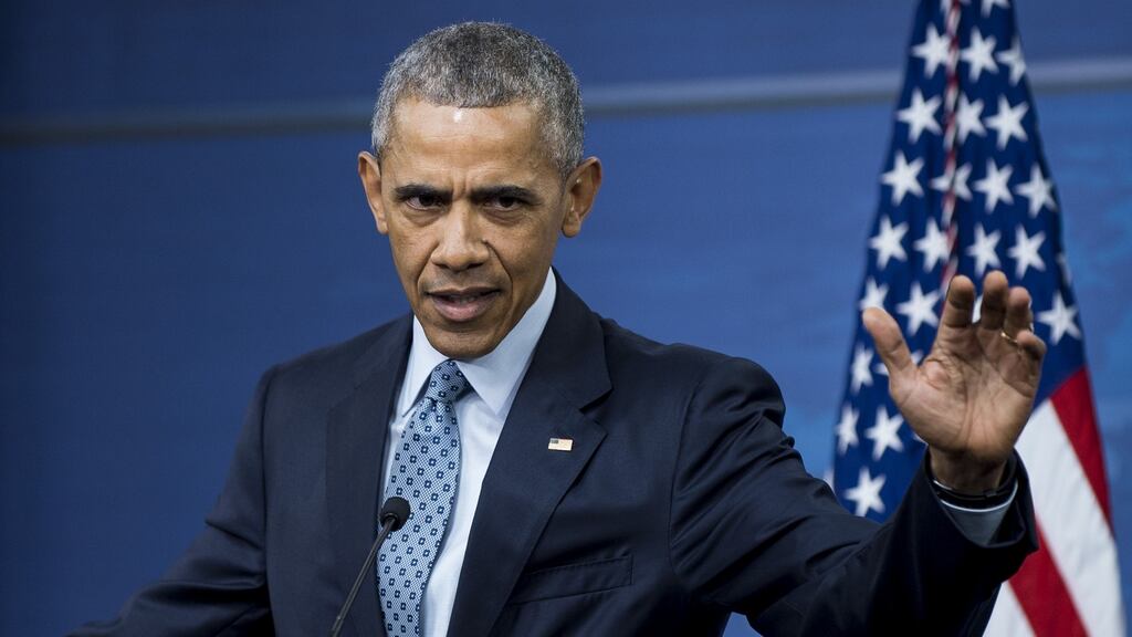 US president Barack Obama speaks during a news conference at the Pentagon in Washington, DC on Thursday, August 4th, 2016. Mr Obama said Islamic State continues to lose territory in the Middle East, and that the terrorist group’s strongholds must be retaken in order to reduce the appeal of its propaganda. Photograph: Pete Marovich/Bloomberg