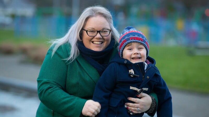 Ciara Conway from Dungarvan, Co Waterford, with her son Austin Conway-Honer (3). Photograph: Patrick Browne