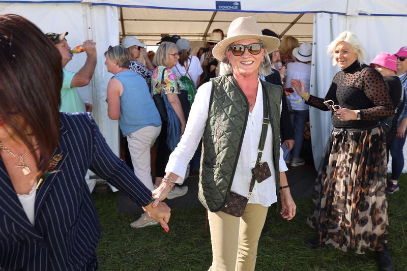 Anne O’Mahoney, from Tipperary, judged best dressed woman at the National Ploughing Championships. Photograph: Dara Mac Dónaill