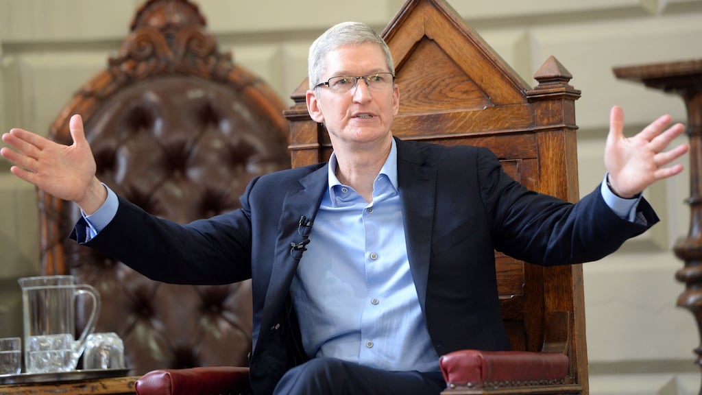 Apple chief executive Tim Cook: Apple has a 20% share of the smartphone market but captures as much as 92% of the industry’s operating profit. File photograph: Eric Luke
