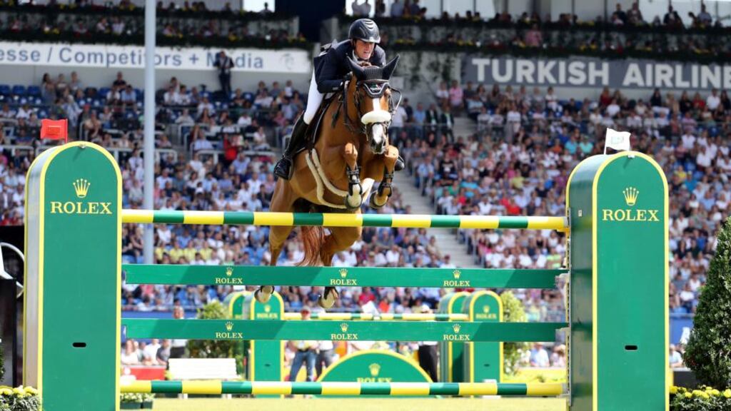 Darragh Kenny of Ireland rides on Babalou 41 during the Rolex Grand Prix of CHIO Aachen 2018 at Aachener Soers in Aachen, Germany. Photo: Christof Koepsel/Bongarts/Getty Images