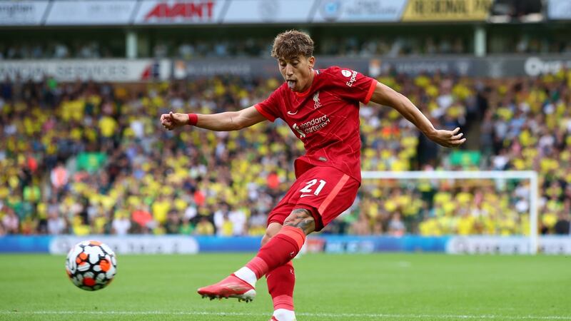 Kostas Tsimikas has been impressive in Liverpool’s opening two Premier League matches. Photograph: Marc Atkins/Getty Images