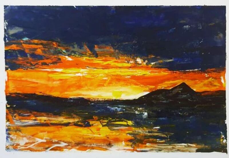 Green Party leader Eamon Ryan painted his own Christmas cards this year, inspired by watching the sunrise over Croagh Patrick