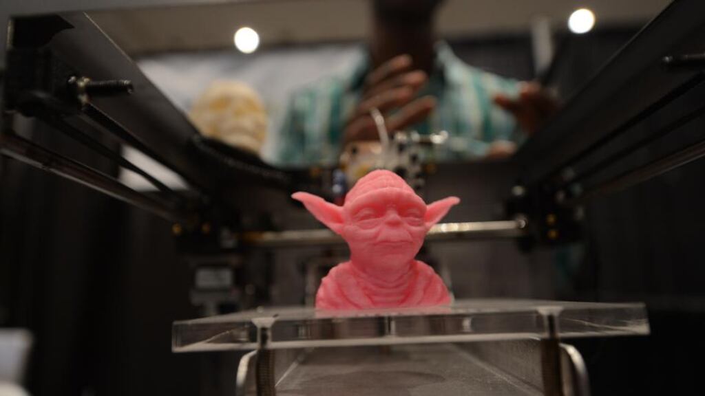 A Jedi figure printed with a 3D printer and displayed during the Inside 3D Printing conferencein New York last year. Photograph: Emmanuel Dunand/AFP/Getty Images