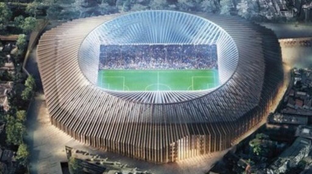 A computer generated image of what the new 60,000-seater Stamford Bridge will look like