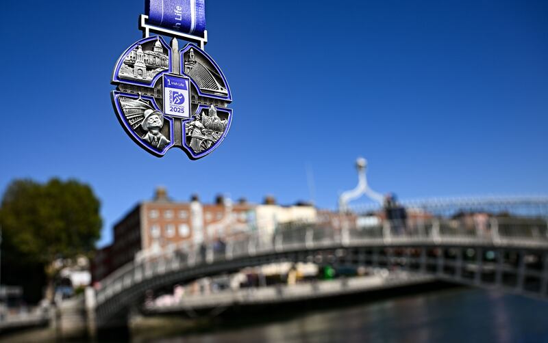 The 2025 Irish Life Dublin Marathon medal. Photograph: Sportsfile