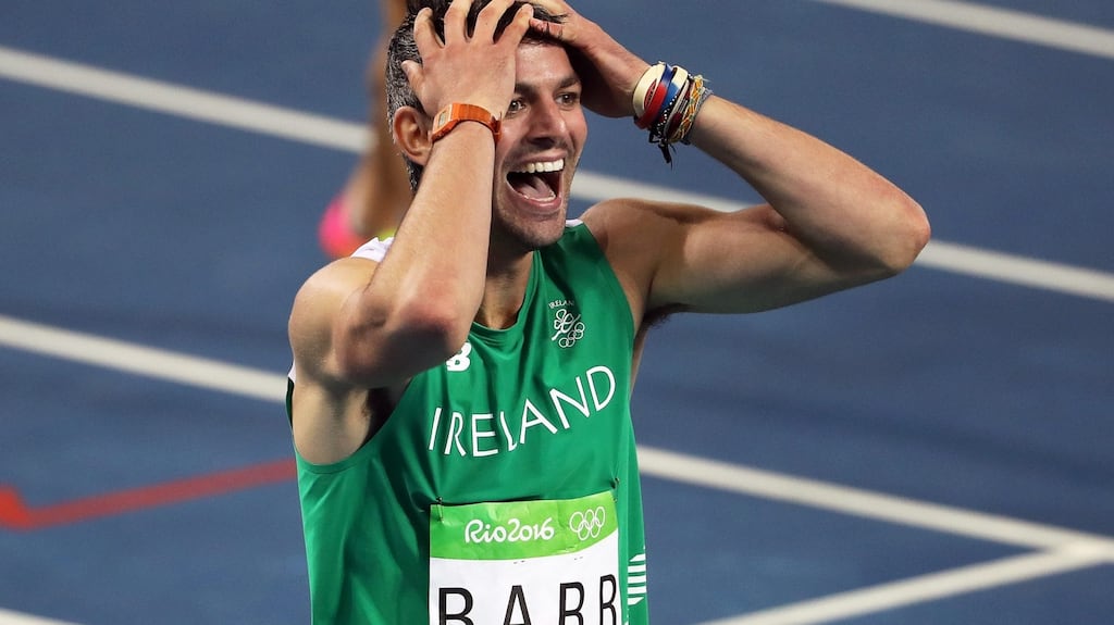 Thomas Barr of Ireland after reaching the men’s 400m hurdles final on Tuesday night. Photograph: EPA