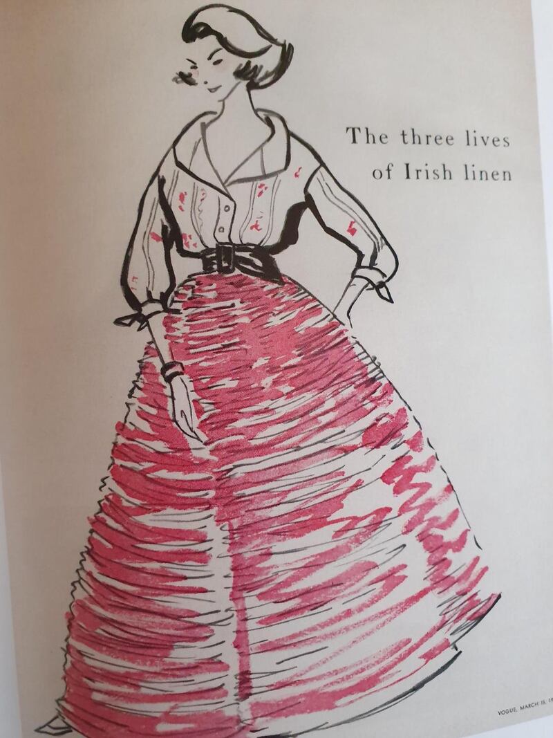 An evening ensemble by Sybil Connolly featured in a 1957 edition of Vogue