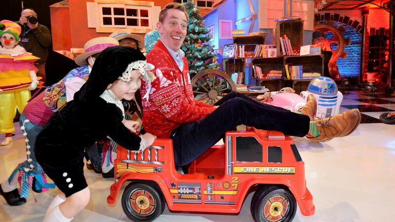 Ryan Tubridy with children on the set of the Late Late Toy Show. Photograph: Alan Betson / The Irish Times