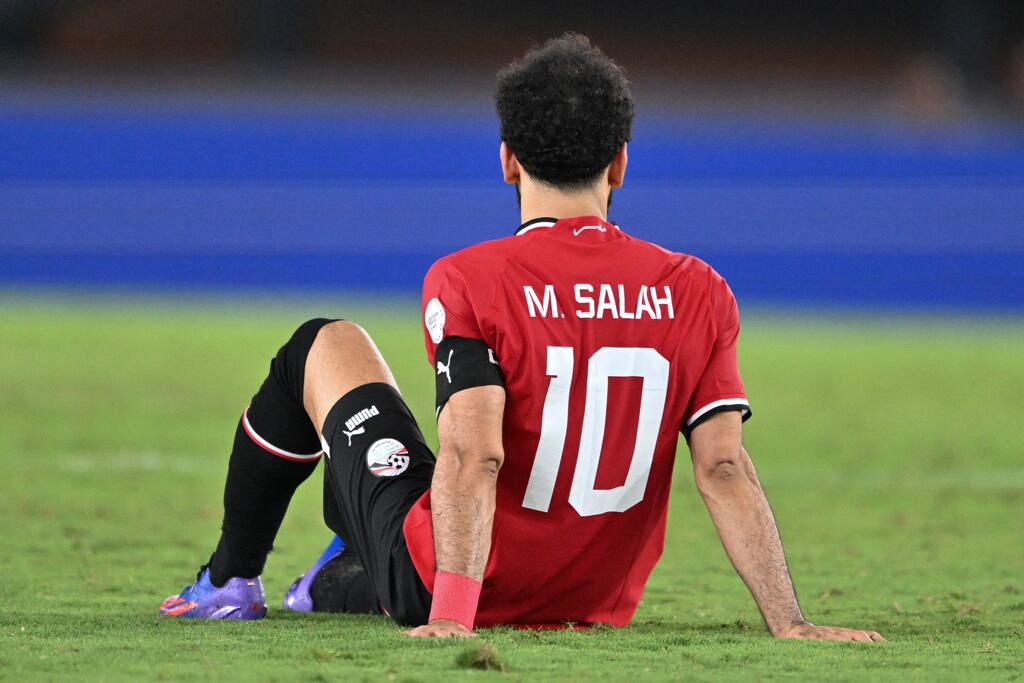 Mohamed Salah reacts after being injured during the Africa Cup of Nations. Photograph: Issouf Sanogo/AFP via Getty Images