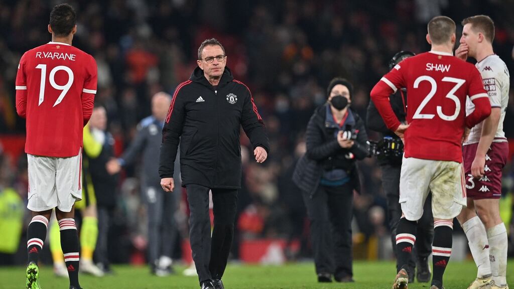 Ralf Rangnick’s Manchester United were 1-0 winners over Aston Villa in the FA Cup. Photograph: Paul Ellis/Getty/AFP