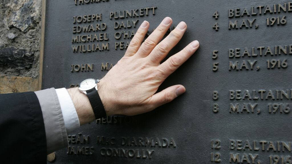 A plaque commemorating the 1916 leaders who were executed in Kilmainham Gaol. Photograph: Frank Miller