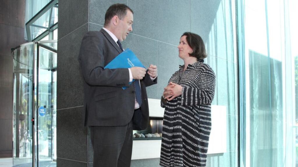 Ciaran Rohan, general secretary of the Association of Higher Civil and Public Servants, and Oonagh Buckley of the Workplace Relations Commission. Photograph: Sinéad McGovern