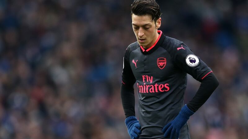 Mesut Ozil during Arsenal’s 2-1 defeat to Brighton. Photograph: Catherine Ivill/Getty